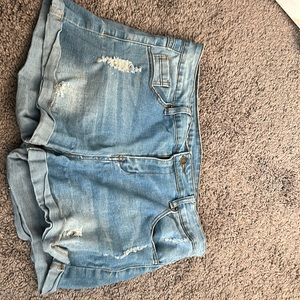 Jeans L jean shorts faded blue with distressing. Used like new condition.